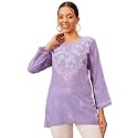 Ada Hand Embroidered Lucknowi Chikankari Cotton Top for Women A911116