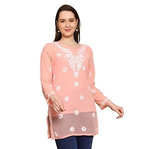 Ada Hand Embroidered Lucknowi Chikankari Georgette Top