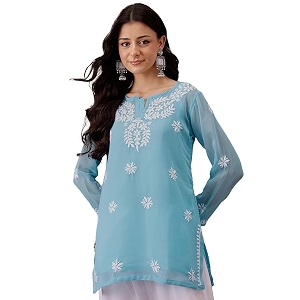 Ada Hand Embroidered Lucknowi Chikankari Georgette Top