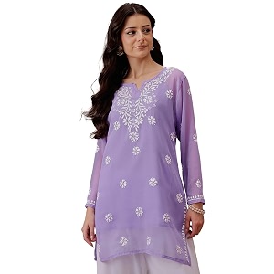 Ada Hand Embroidered Lucknowi Chikankari Georgette Top