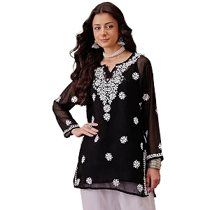 Ada Hand Embroidered Lucknowi Chikankari Georgette Top
