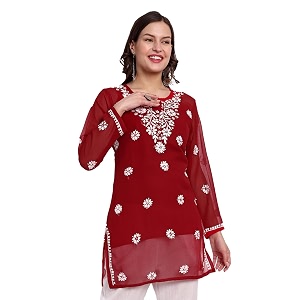 Ada Hand Embroidered Lucknowi Chikankari Georgette Top
