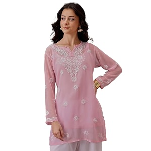 Ada Hand Embroidered Lucknowi Chikankari Georgette Top