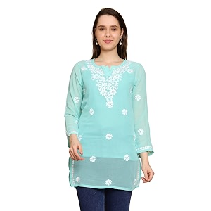 Ada Hand Embroidered Lucknowi Chikankari Georgette Top