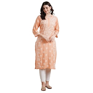 Ada Hand Embroidered Lucknowi Chikankari Modal Kurta