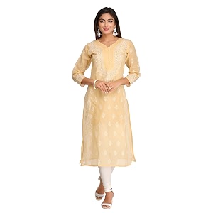 Ada Hand Embroidered Lucknowi Chikankari Cotton Kurta