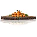 ADA Handicraft Pakka Mango Wood Handmade &amp; Handcrafted Wooden Serving Tray (40 x 16 x 2.5 cm)-Papaya Design Wooden Tray