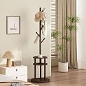 ADA Handicraft® Premium Natural Bamboo Free Standing Coat Stand with 7 Hooks, Lacquered Tree Shaped Coat Rack for Coats, Hats, Scarves, Clothes, and Handbags - Brown