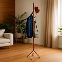 ADA Handicraft® Premium Natural Bamboo Coat Stand with 8 Hooks, Tree Shaped Display Stand With Solid Feet, Hanging Storage Organiser for Entryway - (50 x 50 x 151cm) Dark Brown