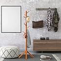 ADA Handicraft® Premium Natural Bamboo Free Standing Coat Stand with 7 Hooks, Lacquered Tree Shaped Coat Rack for Coats, Hats, Scarves, Clothes, and Handbags - Golden