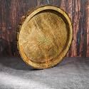 ADA Handicraft® Premium Pakka Sheesham Wood Handmade &amp; Handcrafted Round Wooden Serving Tray Platter (26 x 26 x 3.5 cm) Multipurpose Wooden Tray |Wooden Serving Trays(1 Piece)