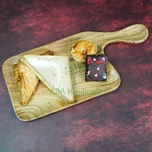 ada handicraft a trendy luxury craft premium acacia wood serving tray  handmade serving platter for food and drinks - size 43 x 19 x 17cm