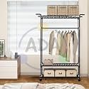 ADA Metal Premium Rolling Garment Rack With Wheels, Large Heavy Duty Clothing Rack With 3 Tier Shelves, Multipurpose Garment Rack For Laundry, Bedroom &amp; Bathroom-Dark Black (99X32 X139Cm)