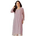 Ada Hand Embroidered Lucknowi Chikankari Kota Kurta