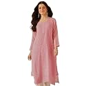 Ada Hand Embroidered Lucknowi Chikankari Kota Kurta
