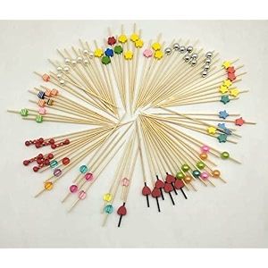 adaamya - 100 pcs - cocktail picks cocktail sticks toothpicks fruit garnish sticks bamboo toothpicks party supplies mix colors 100