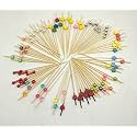 Adaamya® - 100 Pcs - Cocktail Picks Cocktail Sticks, Toothpicks Fruit Garnish Sticks, Bamboo Toothpicks Party Supplies (Mix Colors) (100)