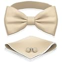 Adam Young Men's Bow Ties with Handkerchief &amp; Cufflinks Pre-Tied Style Formal Satin Classic Bowtie for Tuxedo Faux Silk