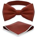 Adam Young Men's Bow Ties with Handkerchief Pre-Tied Style Formal Satin Classic Bowtie for Tuxedo Faux Silk