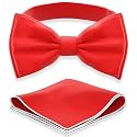Adam Young Men's Bow Ties with Handkerchief Pre-Tied Style Formal Satin Classic Bowtie for Tuxedo Faux Silk