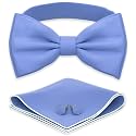 Adam Young Men's Bow Ties with Handkerchief &amp; Cufflinks Pre-Tied Style Formal Satin Classic Bowtie for Tuxedo Faux Silk