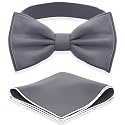 Adam Young Men's Bow Ties with Handkerchief Pre-Tied Style Formal Satin Classic Bowtie for Tuxedo Faux Silk