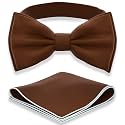 Adam Young Men's Bow Ties with Handkerchief Pre-Tied Style Formal Satin Classic Bowtie for Tuxedo Faux Silk