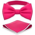 Adam Young Men's Bow Ties with Handkerchief Pre-Tied Style Formal Satin Classic Bowtie for Tuxedo Faux Silk