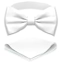 Adam Young Men's Bow Ties with Handkerchief Pre-Tied Style Formal Satin Classic Bowtie for Tuxedo Faux Silk