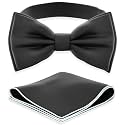 Adam Young Men's Bow Ties with Handkerchief Pre-Tied Style Formal Satin Classic Bowtie for Tuxedo Faux Silk