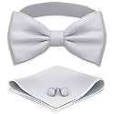 Adam Young Men's Bow Ties with Handkerchief &amp; Cufflinks Pre-Tied Style Formal Satin Classic Bowtie for Tuxedo Faux Silk