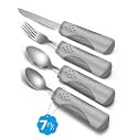 Adaptive Utensils (4-Piece Set) Weighted 7 Oz Each- Weighted Utensils for Hand Tremors and Parkinson's Patients - Weighted Silverware for Hand Tremors, Weighted Spoons