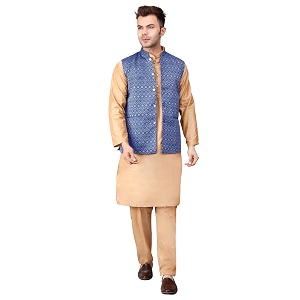 Mens Cotton Silk Blend Regular Kurta Pyjama