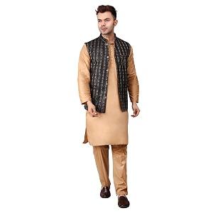 Mens Cotton Silk Blend Regular Kurta Pyjama