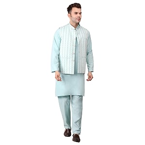 Mens Cotton Silk Blend Regular Kurta Pyjama