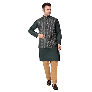 Mens Cotton Silk Blend Regular Kurta Pyjama