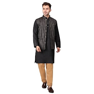 Mens Cotton Silk Blend Regular Kurta Pyjama