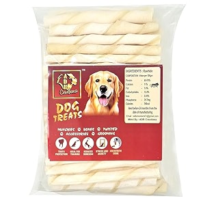 adb creations dog food chew stick milky rawhide calcium twisted munchie treats nutritional benefits strengthen bones and teeth for all breeds dogs and all life stages 900 gram