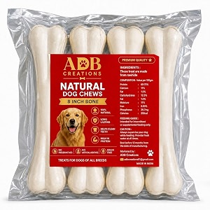adb creations rawhide bones for dogs and puppies chicken flavour delicious treats 8 inch calcium chew bone all life stageshelps in strengthen bones and teeth with nutritional benefits 3 kg