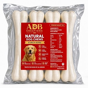 adb creations rawhide bones for dogs and puppies chicken flavour delicious treats 8 inch calcium chew bone all life stageshelps in strengthen bones and teeth with nutritional benefits 4 kg
