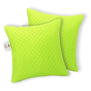 premium virgin conjugated fiber cushion filler feel ultra soft breathable light weight hotel quality 20x20 inch quilted neon green set of 2
