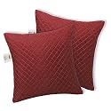 Premium Virgin Conjugated Fiber Cushion Filler, Feel Ultra Soft, Breathable, Light Weight, Hotel Quality, 12x12 Inch, Quilted Marron (Set of 2)