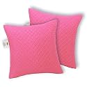 Premium Virgin Conjugated Fiber Cushion Filler, Feel Ultra Soft, Breathable, Light Weight, Hotel Quality, 12x12 Inch, Quilted Marron (Set of 2)