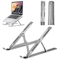 adbeni Imported Adjustable Metal Aluminum Laptop Stand | Foldable Portable Notebook Holder | 7-Level Ergonomic Riser for Laptop, Tablet, Mobile, Book | Anti-Scratch Silicone | Lightweight Design