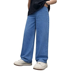 ADBUCKS Childrens Loose-Fitting Denim Pants with Buttons
