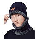 ADBUCKS Snow Proof Inside Fur Wool Unisex Beanie Cap with Neck Warmer Set for Men &amp; Women
