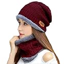 ADBUCKS Snow Proof Inside Fur Wool Unisex Beanie Cap with Neck Warmer Set for Men &amp; Women