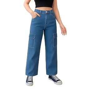 ADBUCKS Stretchable High Rise Cargo Style Wide
