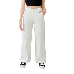 ADBUCKS Stretchable High Rise Cargo Style Wide