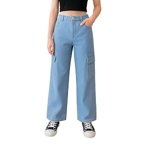 ADBUCKS Stretchable High Rise Cargo Style Wide